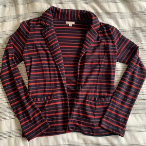 Caslon One-Button Striped Knit Blazer, Size Small